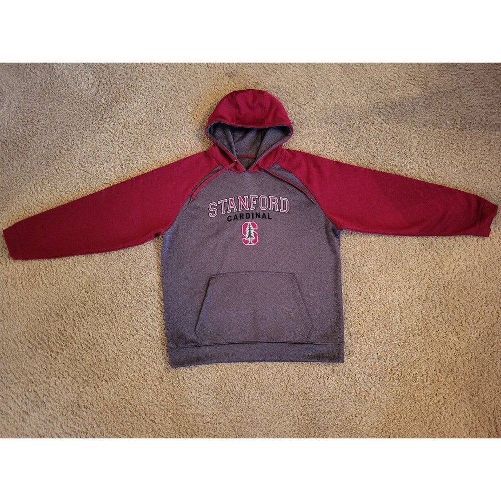 STANFORD CARDINAL University Gray & RED Hoodie Pullover Embroidered Size XXL